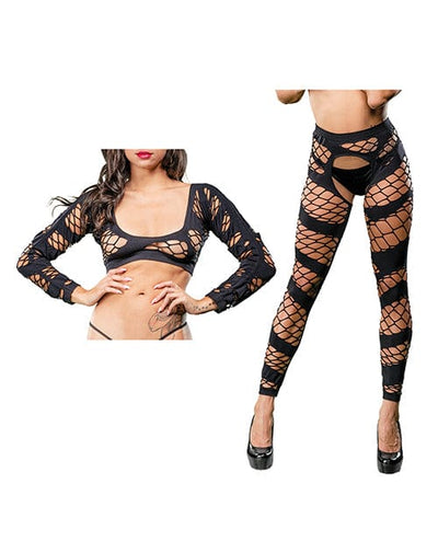 Ilanco Knitting INC Dba Beverly Beverly Hills Naughty Girl Crotchless Mesh & Fishnet Leggings O/s Black Lingerie & Costumes